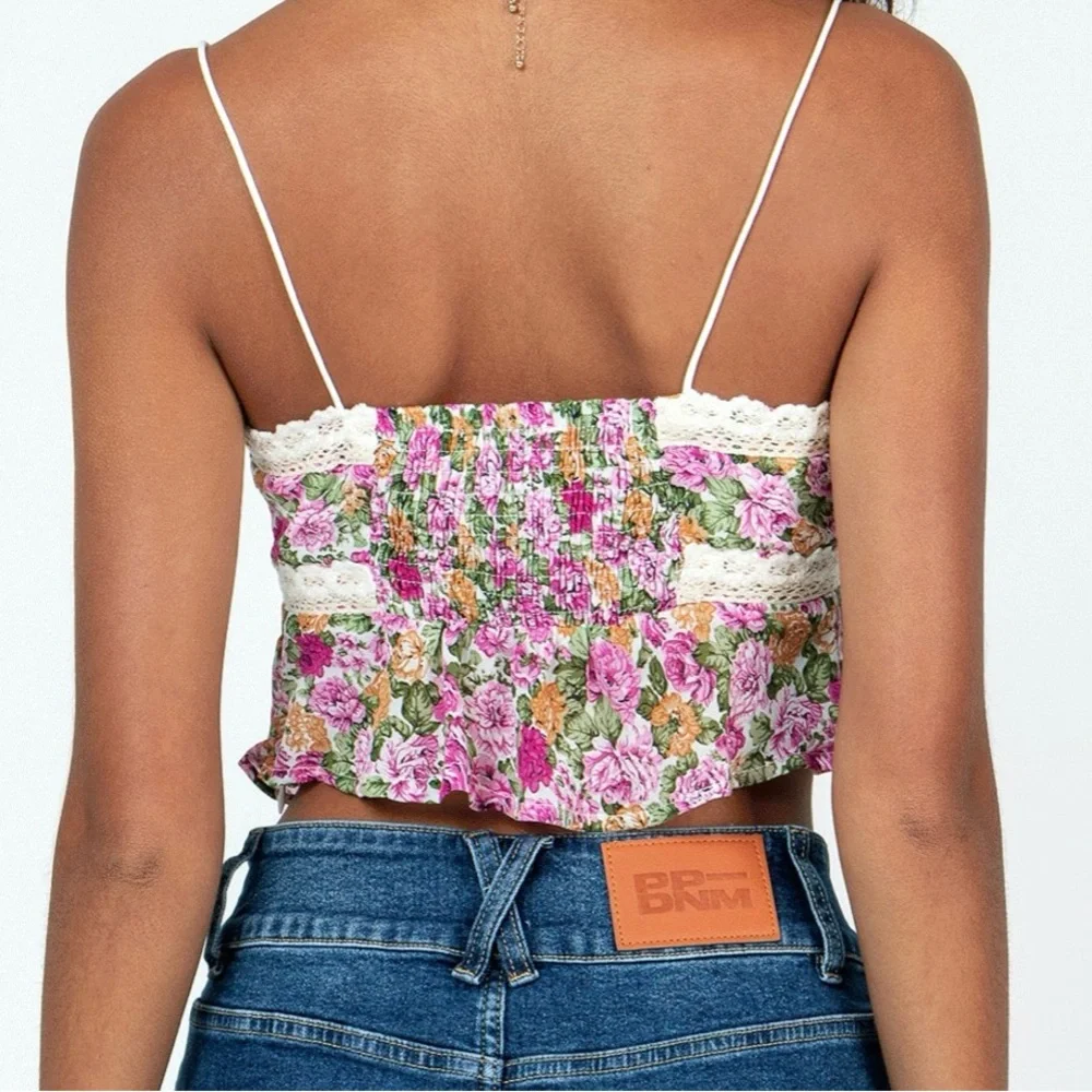 Princess Polly Emilee Top Pink Floral Cami Crop size 10 - Picture 11 of 11